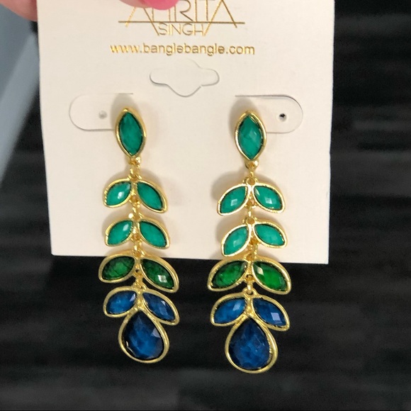 Amrita Singh green & blue earrings πππ - Picture 5 of 5